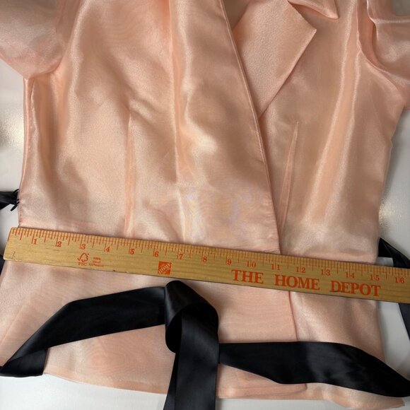 NEW Jessica Howard Blush Sheer Wrap Blouse Ribbon Tie Size 8 USA Vintage Evening - Picture 9 of 11